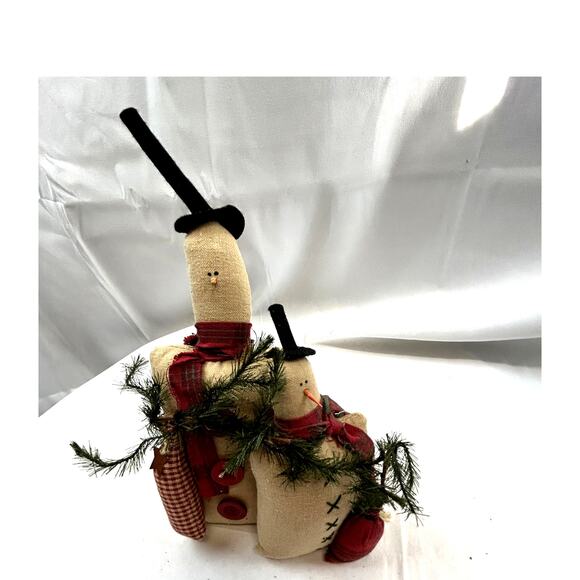 Sack Snowmen with trees flour sack unique Christmas holiday decor - Picture 1 of 10